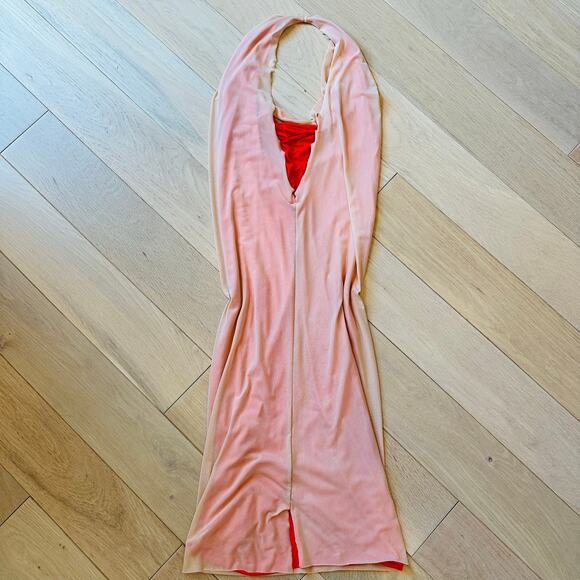 Nicole Paloma Original Hand‑Sewn Raw Edge Mesh Halter Slip Dress – Size S - Picture 2 of 6